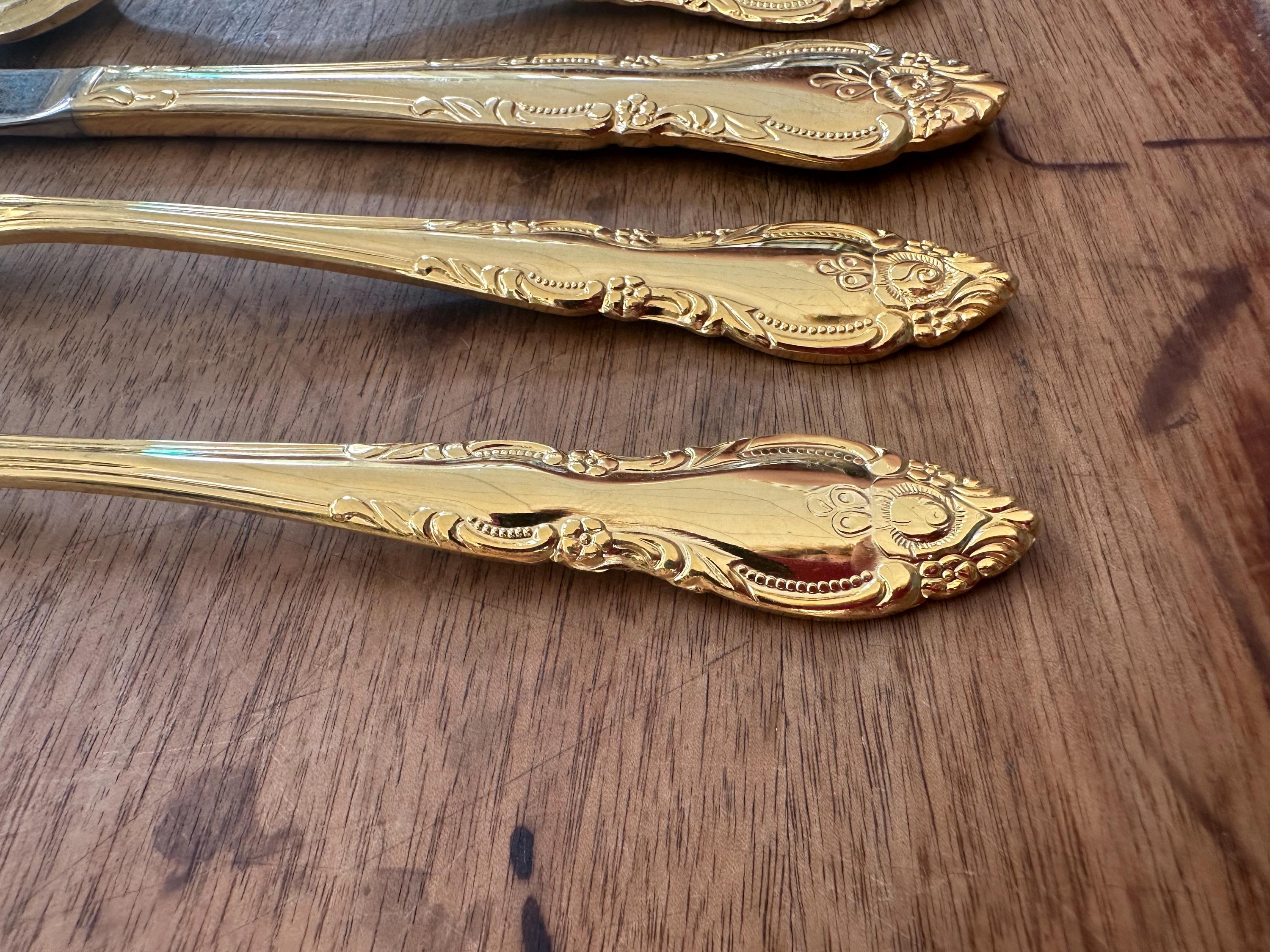 Vintage Gold Plated Northland Stainless Malmaison Japan for 4 OR