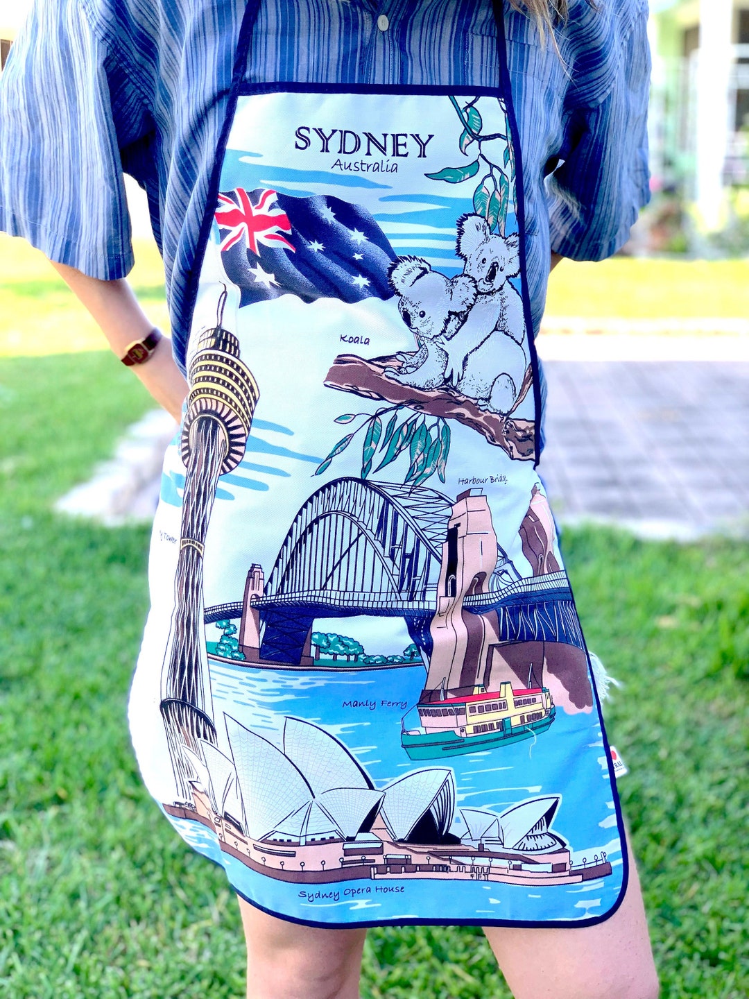 Vintage Sydney Australia Souvenir Apron With Sydney Landmarks Etsy