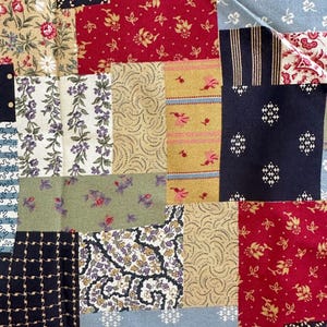Vintage Faux Patchwork Quilt Fabric in Deep Colors / 44 x 53&quot; / 4 Pieces Available