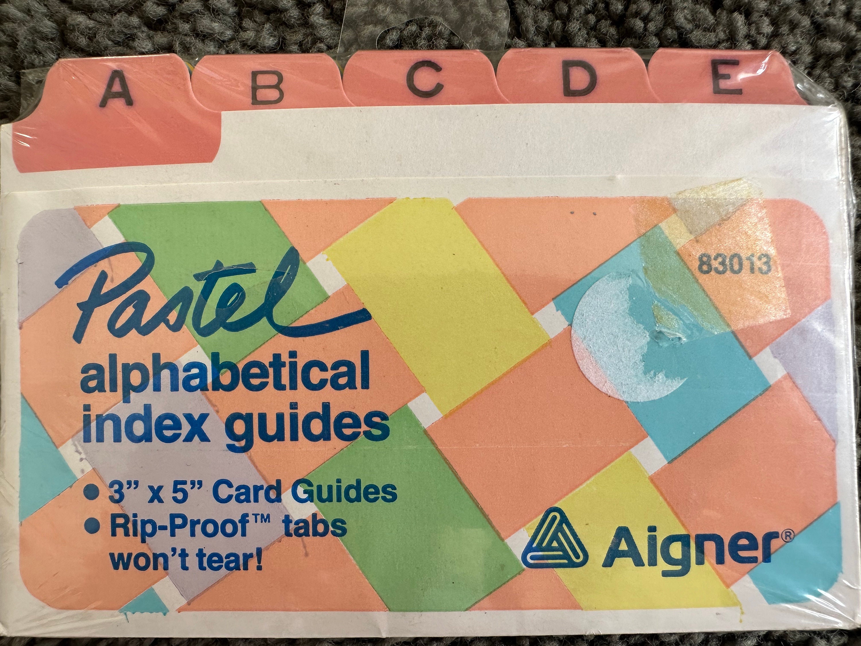 Index Card Divider Sets / 3x 5 Index Card Dividers / Vintage