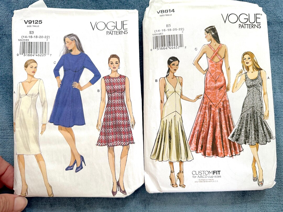 Two Vintage Vogue Dress Patterns Sizes 14-22 / Vogue 9125