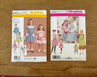 Simplicity Mid Century Reproduction Uncut Sewing Patterns: Girls' Dresses or Aprons