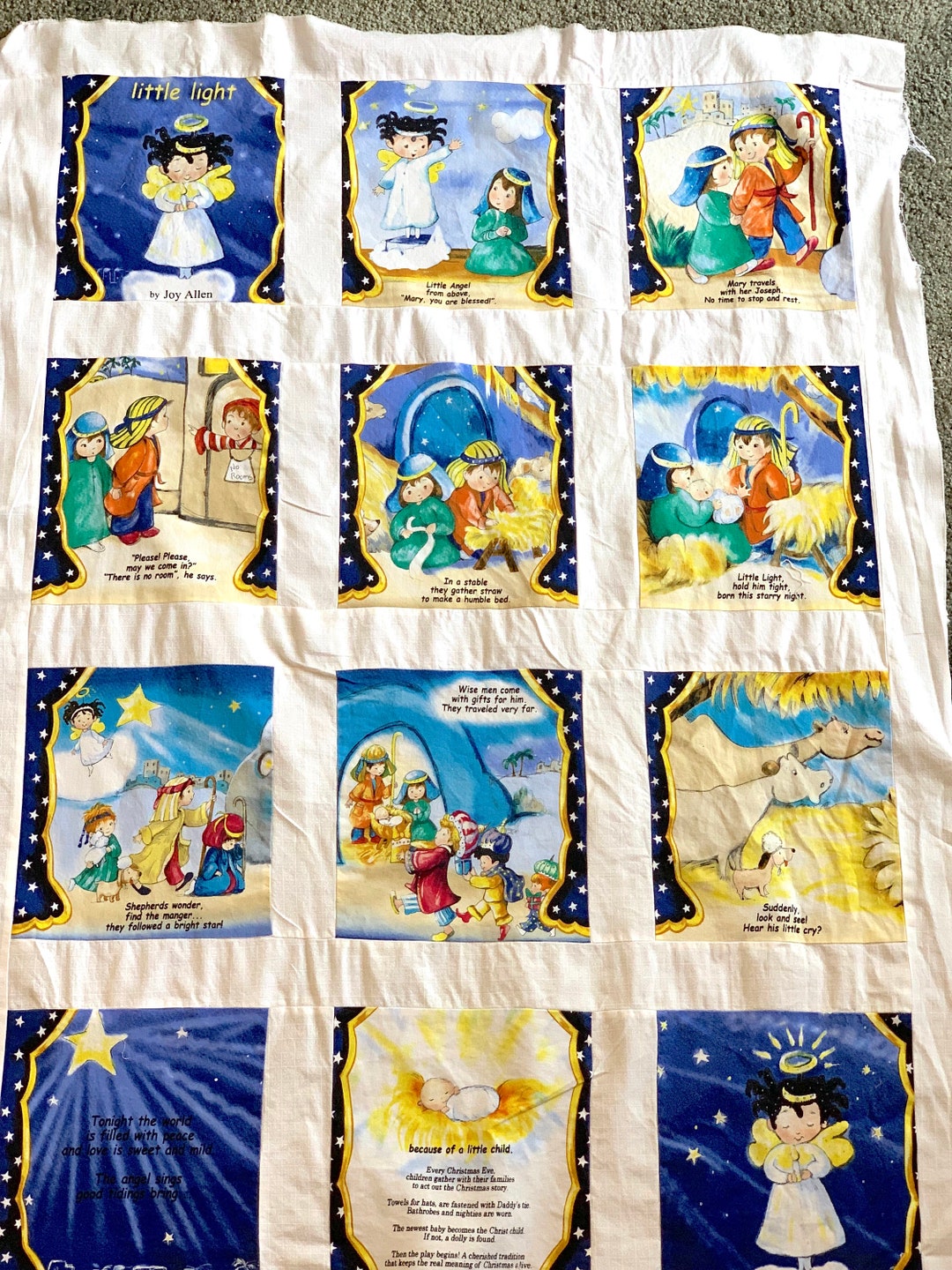 Vintage Quilt Top Quilted Nativity Baby Quilt or Wall Hanging to Stuff