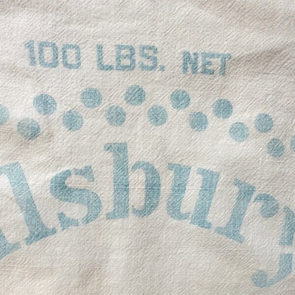 Vintage 100 Lb Pillsbury Flour Sack with Light Blue Print / Pillsbury Mills Minneapolis