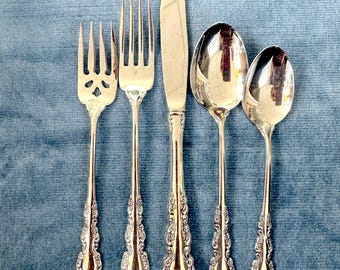 Vintage Oneida &quot;Shelley&quot; Discontinued Flatware, By the Piece: Salad Forks, Flat Knives, Oval Soup, Teaspoons, Iced Tea Spoons