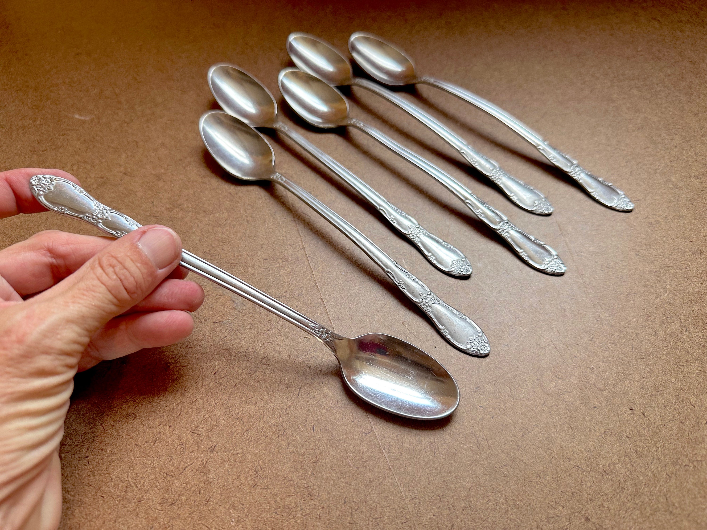 Vintage Oneida Floral Iced Teaspoons Set of 6 - Etsy