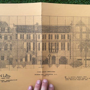 Vintage Count Thread Embroidery Pattern for Rainbow Row, Charleston, SC