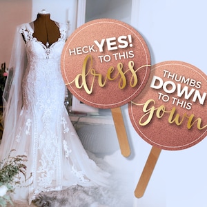 Say yes to the dress paddles signs instant download rose gold pink champagne glitter dress shopping paddles signs wedding printable image 1