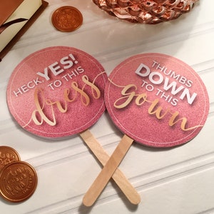 Say yes to the dress paddles signs instant download rose gold pink champagne glitter dress shopping paddles signs wedding printable image 5