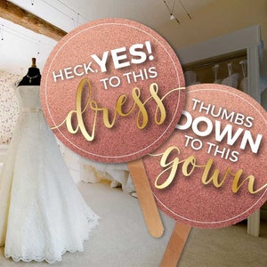 Say yes to the dress paddles signs instant download rose gold pink champagne glitter dress shopping paddles signs wedding printable image 7