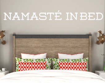 Namaste In Bed Vinyl Wall Decal, Yoga decor decal, Bedroom decor, Chic White Yoga Decal (5 x 57.5") yoga art, home decor vinyl stickers