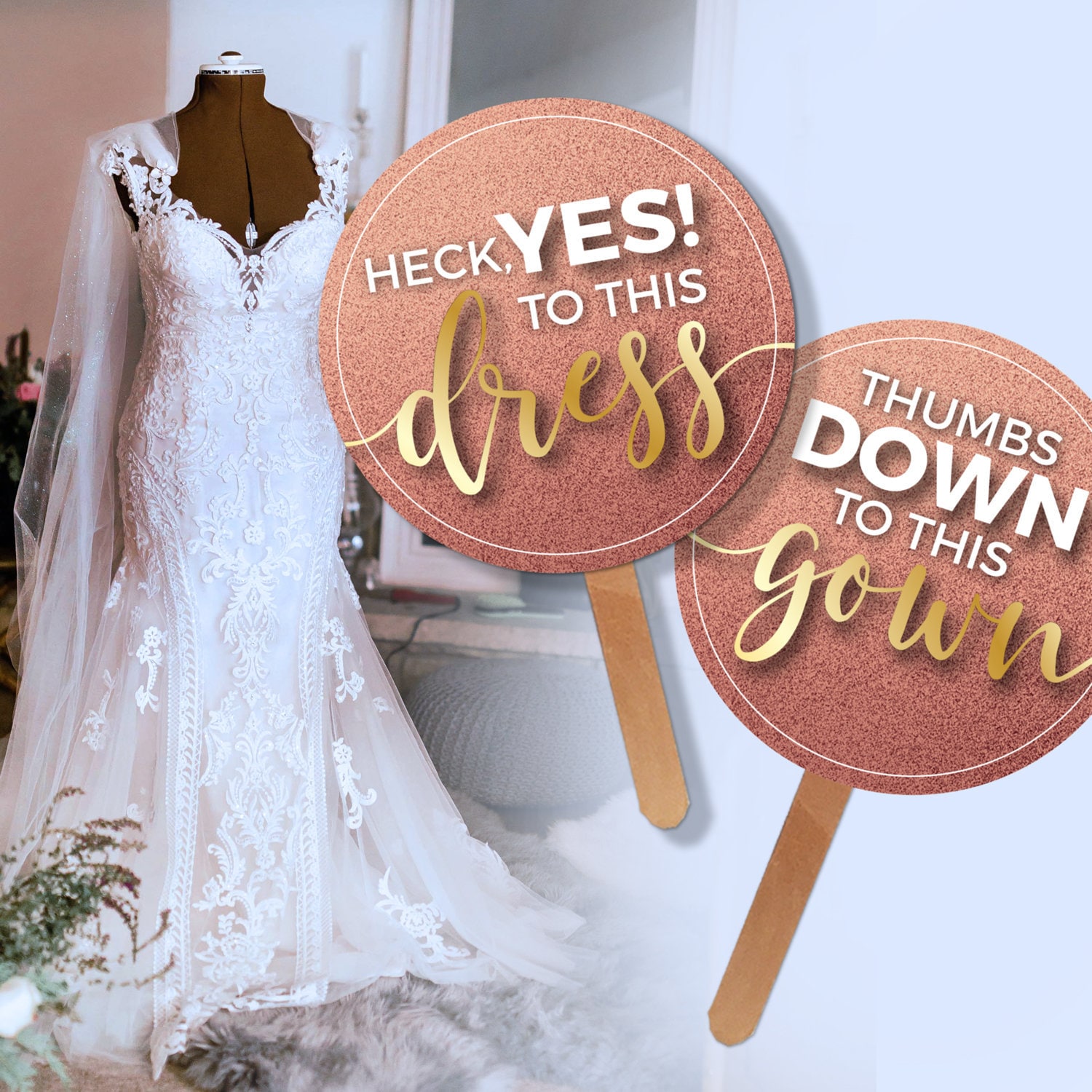Say Yes to the Dress Paddles Signs Instant Download Rose Gold Etsy
