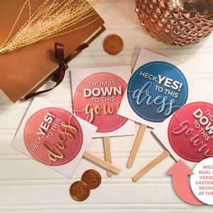 Say yes to the dress paddles signs instant download rose gold pink champagne glitter dress shopping paddles signs wedding printable image 6
