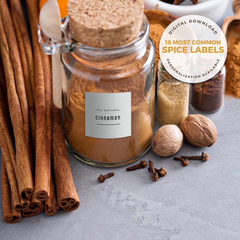 2 Inch Modern Spice Labels Square or Round Mason Jar Labels for Spice Rack Avery Label Digital Download Printables Print Your Own image 1