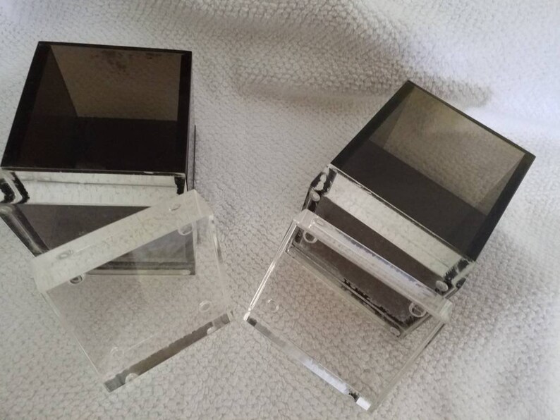 Albrizzi Lucite Pair Trinket Boxes Italy Black White Vintage 1980s Mid Century Modern Estate Fresh