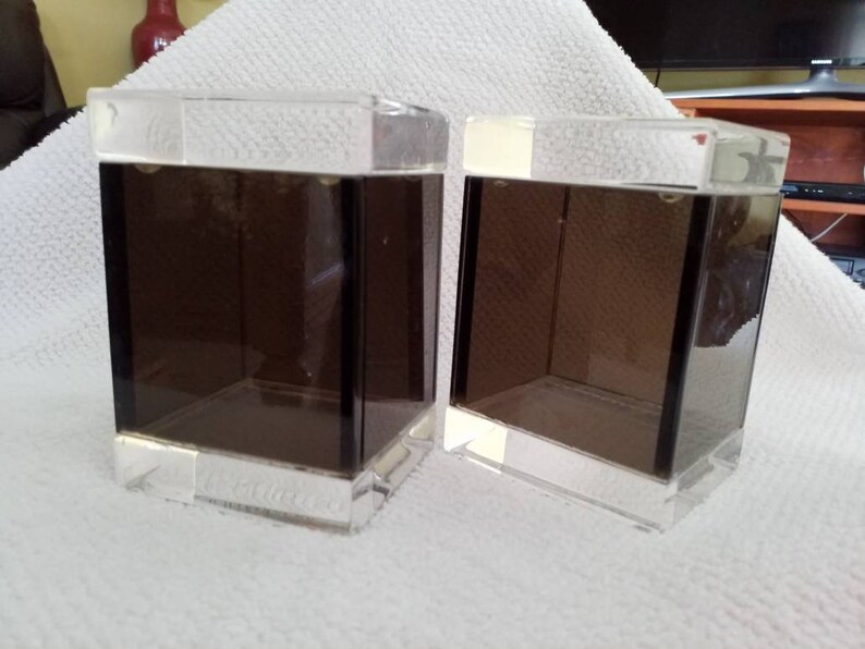 Albrizzi Lucite Pair Trinket Boxes Italy Black White Vintage 1980s Mid Century Modern Estate Fresh