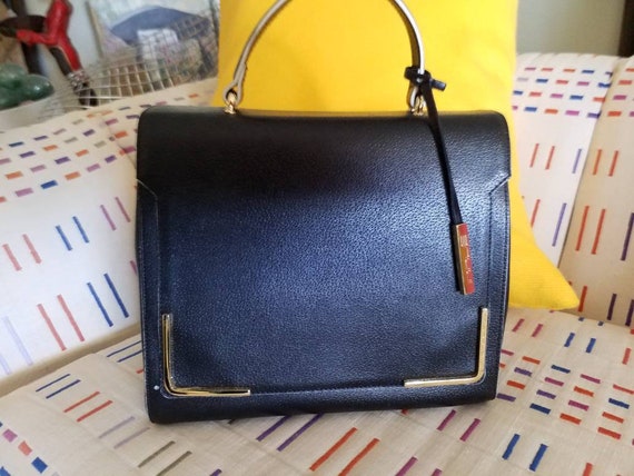 Innue Genuine Leather Made in Italy Handbag Elegant Navy Blue | Etsy