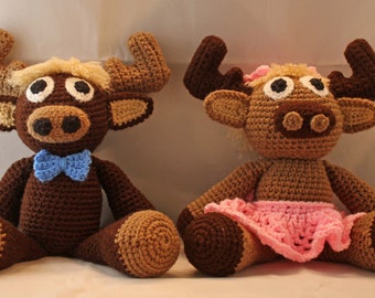 PATTERN:  Melvin & Malinda Moose Crochet Dolls