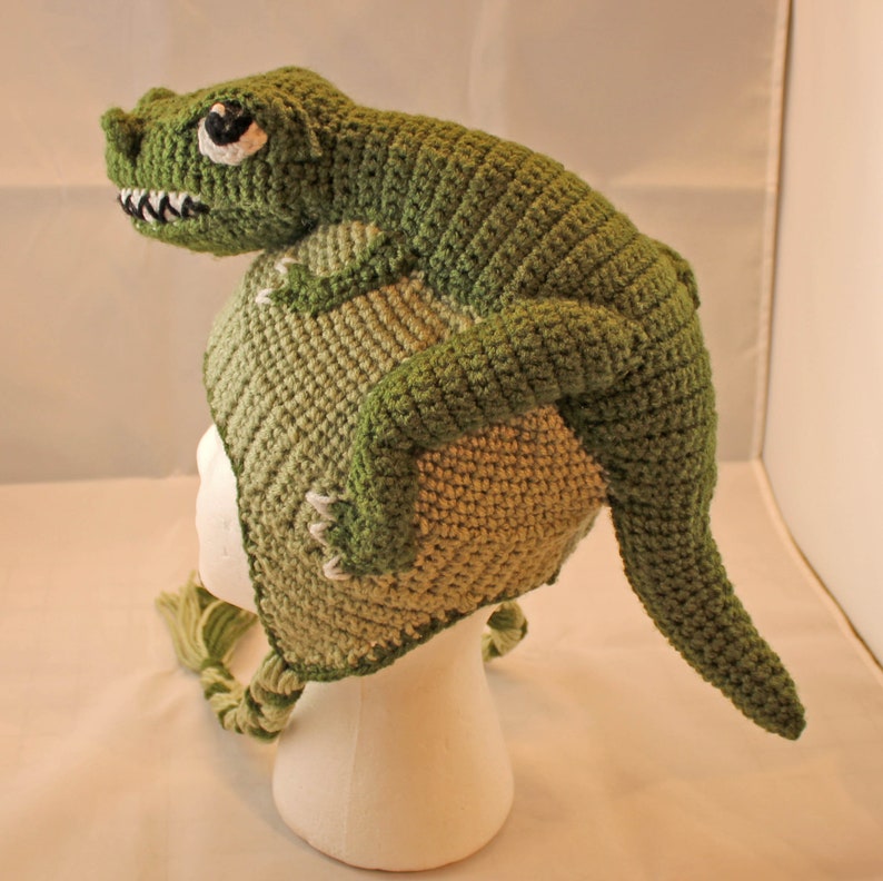 PATTERN: Tommy T-Rex Crochet Hat child size image 2