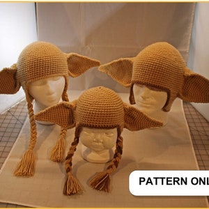 PATTERN: Elf Ears Crochet Hat 3 sizes image 1