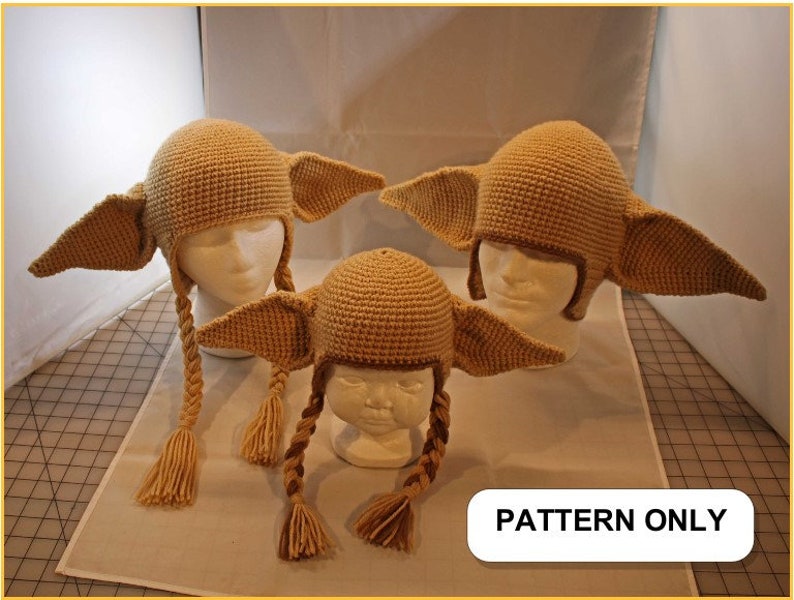 PATTERN: Elf Ears Crochet Hat 3 sizes image 1