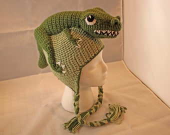 PATTERN:  Tommy T-Rex Crochet Hat - child size