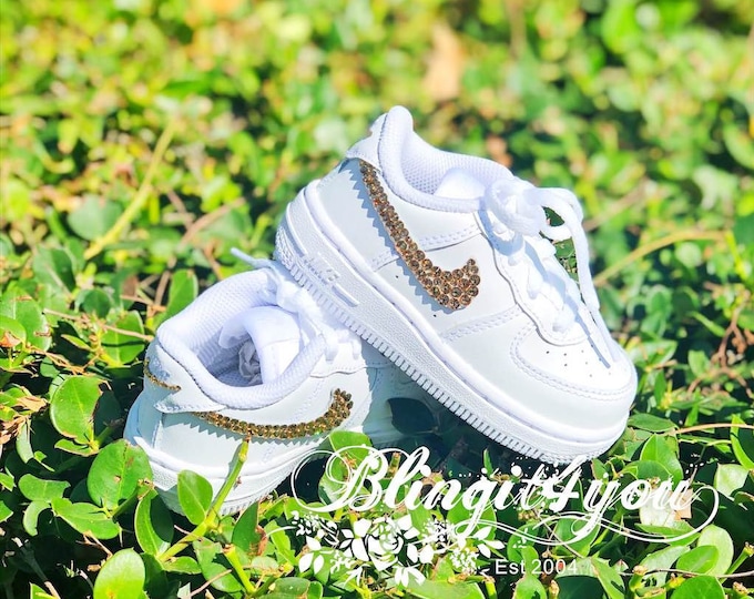 CUSTOM Infant/Toddler Swarovski Crystal Rhinestone Nike Air Force 1 Bling Baby Nike Crystal Infant shoes Baby shower Gift Best Holiday Gift