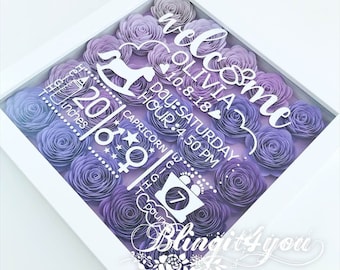 Personalized Floral Box Letter Name Nursery Sign, Pink Girls Bedroom Decor, Baby Girl Wall Art, Baby Shower Gift, New Born Baby Room Decor