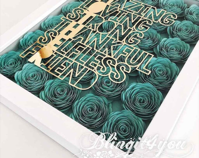 Mother's Day Flower, Personalized Paper Flower Shadow Box for Mom, Mothers Day Gift from daughter, Mothers Day Gift from Son