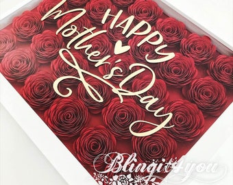 Mother's Day Flower, Personalized Paper Flower Shadow Box for Mom, Mothers Day Gift from daughter, Mothers Day Gift from Son