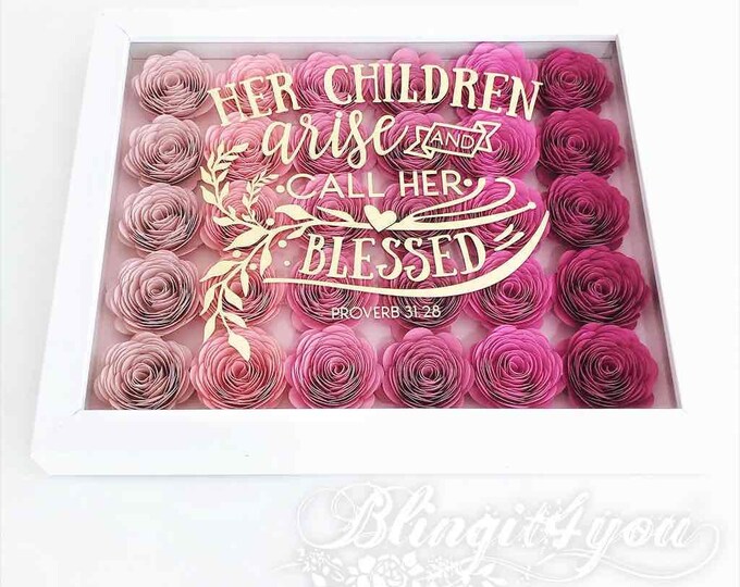 Mother's Day Flower, Personalized Paper Flower Shadow Box for Mom, Mothers Day Gift from daughter, Mothers Day Gift from Son