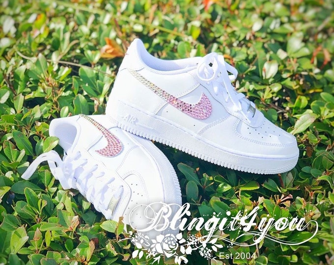 Swarovski Crystal Nike Air Force One Low Top Women's Bling Diamond Sneakers