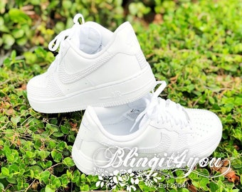 Nike AF1 decorated with Pearl, Custom Nike AF1 with FAUX Pearl, Personalized Nike AF1 sneaker, Wedding Dancing Shoes with Pearl wedding gift