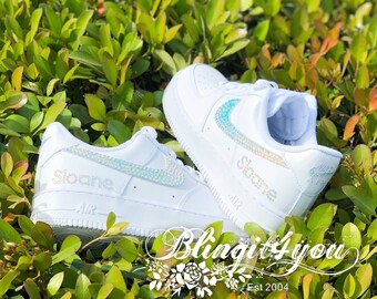 Swarovski Crystal Nike AF1 with Name | Bling Nike Wedding Shoes | Nike AF1 custom made with Swarovski Crystal