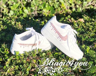 Swarovski Crystal Drip Women's Nike Air Force 1 White Sneakers Blinged w/ Authentic Swarovski Crystals Custom Bling Nike Shoes Gift for Her