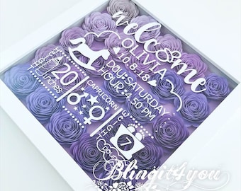 Birth Announcement Flower Box, Baby Birth Stats Flower Box, Nursery Decor, Baby Announcement Sign, Nursery Name, Newborn Gift Personalize
