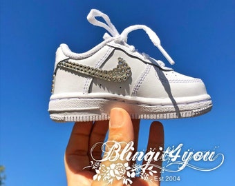 CUSTOM Infant/Toddler Swarovski Crystal Rhinestone Nike Air Force 1 Bling Baby Nike Crystal Infant shoes Baby shower Gift Best Holiday Gift