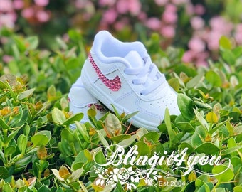 CUSTOM Infant/Toddler Swarovski Crystal Rhinestone Nike Air Force 1 Low/Mid