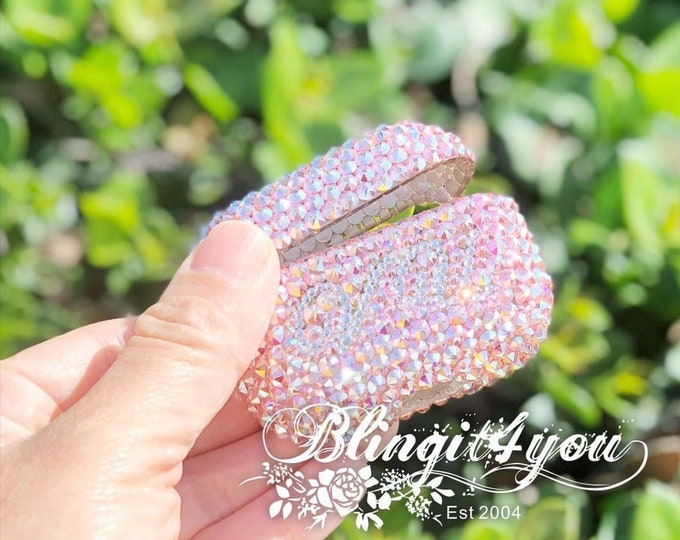 Apple AirPods Case W/ Name made with Swarovski Crystal | AirPods Pro Case | Personalize Valentines Day Gift for Her |  Pink Crystal AirPods