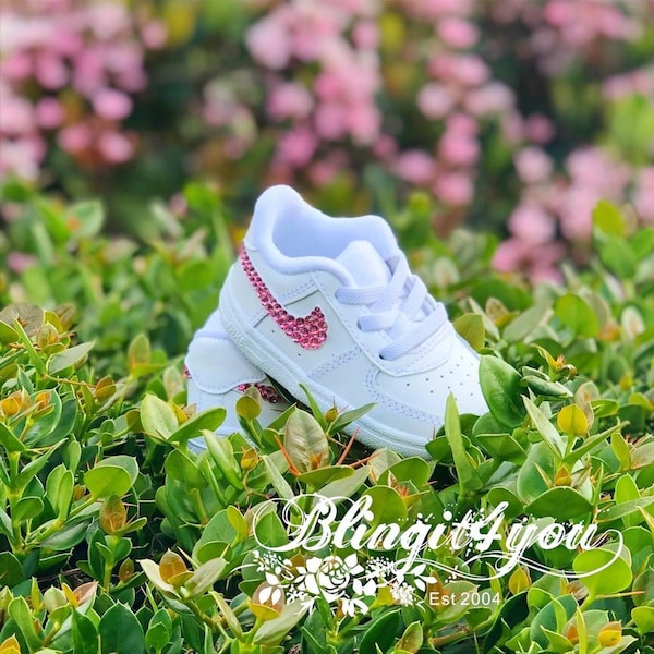 CUSTOM Infant/Toddler Swarovski Crystal Rhinestone Nike Air Force 1 Bling Baby Nike Crystal Infant shoes Baby shower Gift Best Holiday Gift