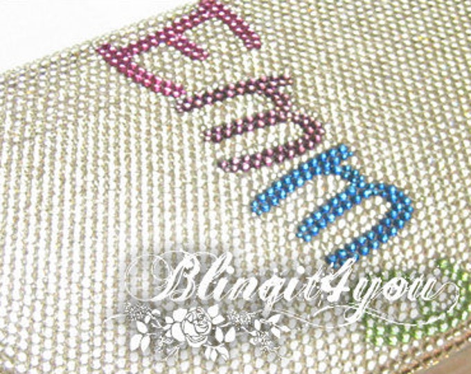 Personalized Rhinestone Rainbow Name Bling Diamond Back Case Cover for iPad Mini Air iPad Pro Handmade with 100% Swarovski Crystal Elements