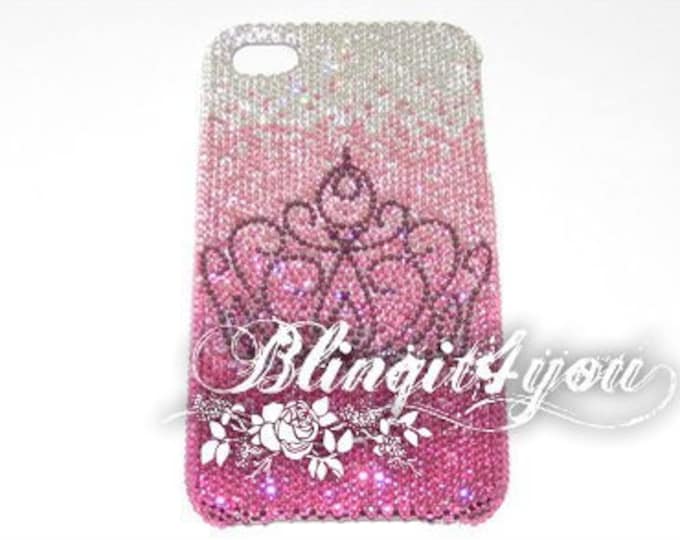 Rhinestone Bling Diamond Pink Princess Crown Tiara Back Case for Apple iPhone 10 X XS Handmade SS 5 Tiny 100% Swarovski Crystal Elements