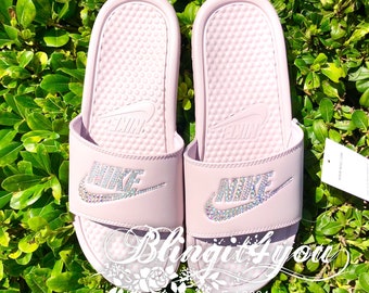 blush nike slides