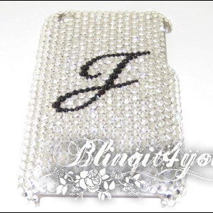 Capa traseira personalizada para Apple iPhone XS MAX com letras iniciais Swarovski Elements SS16 e capa para iPhone com pingente para presente para sua mãe e esposa