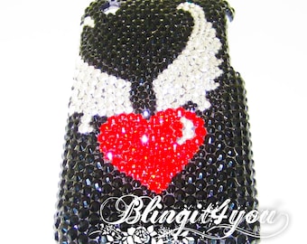 Handmade iPhone 10 X XS Swarovski Crystal Heart Angel Wing Phone case Custom make Bling iPhone X Case Luxury Gift for Her Gift for Mom
