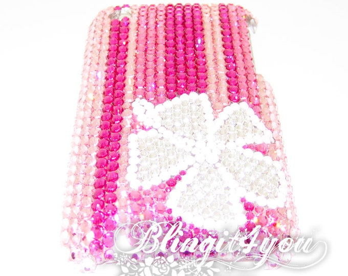 Apple iPhone XS MAX Case Cover with Swarovski Elements Crystal Handmade Pink Hawaiian Flower Bling iPhone Case Gift for her Gift Idea