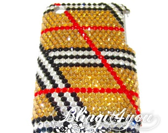 Handmade for iPhone 10 X XS ss16 Swarovski Crystal Rhinestone Burberry patten Phone case Custom make Bling iPhone X Case Luxury Gift for her