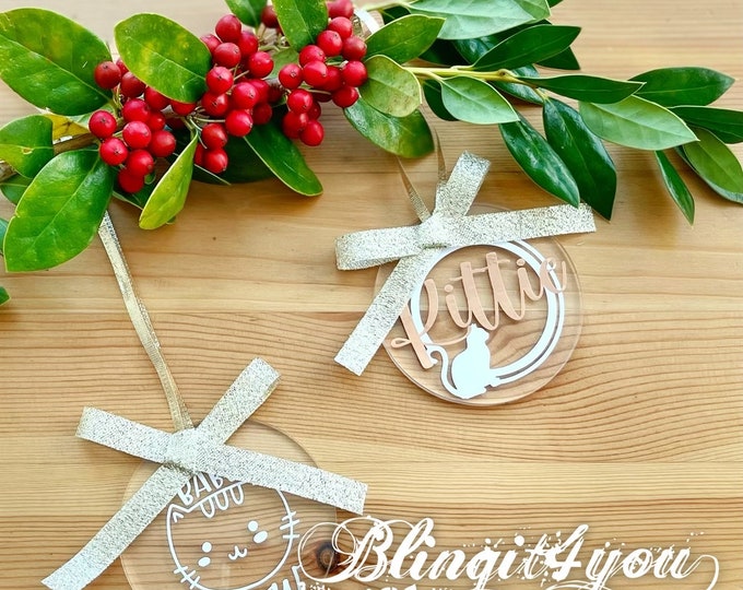 Personalized Cat Christmas Ornament - Cat Lady Ornament - Acrylic Ornament Personalized Gifts - 2021 Ornaments - Christmas Gift for Cat