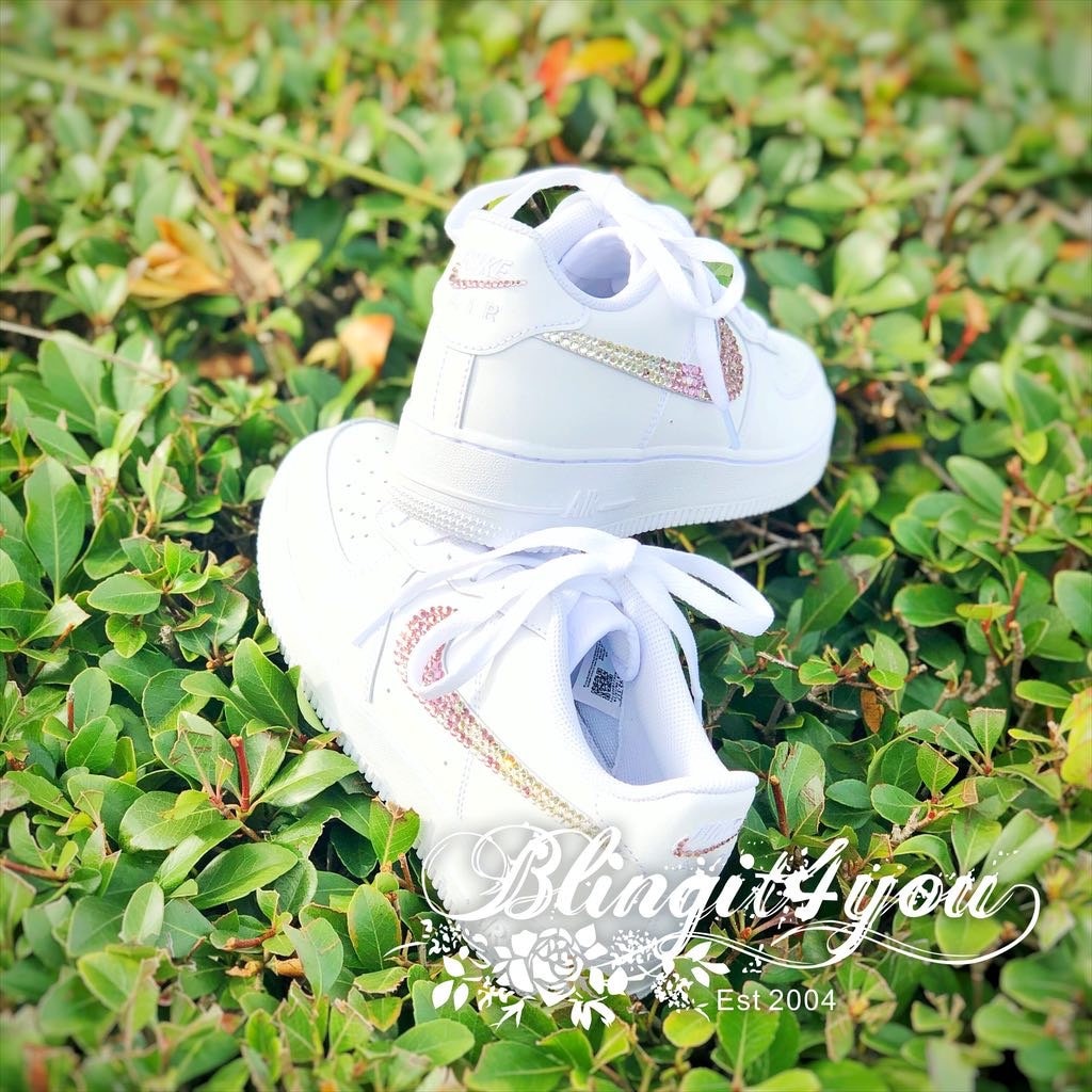 Swarovski Crystal Nike Air Force One Low Top Women s Bling Diamond Sneakers