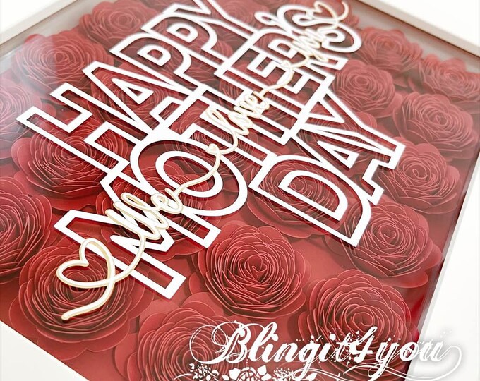 Mother's Day Gift, Personalized Mom Flower Shadow Box, Mother's Day Flower, Heart Shaped Flower Box